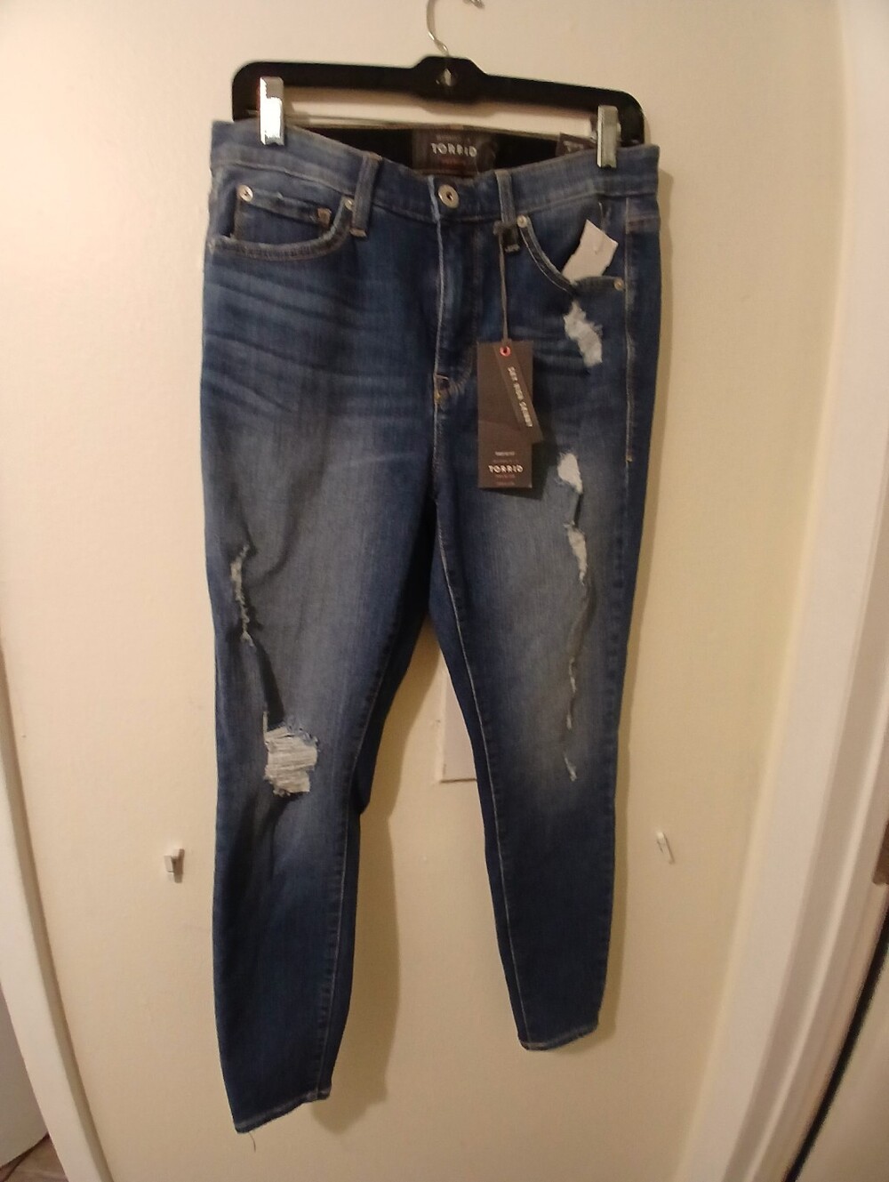torrid Slim Distressed Dark Blue Skinny Jeans